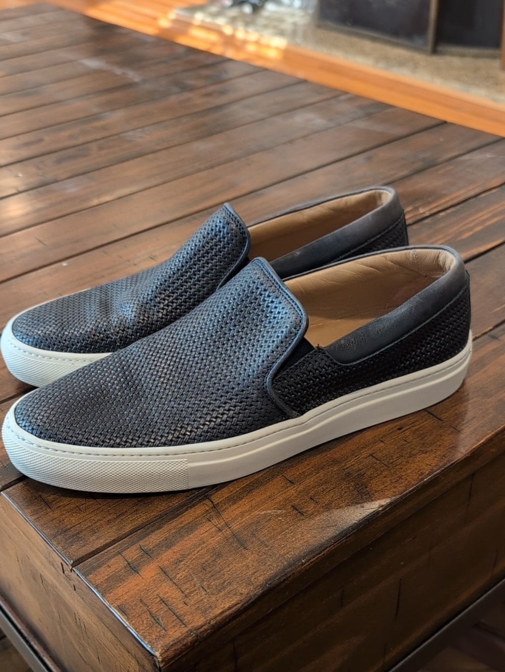 Aquatalia Anderson Woven Leather Slip On Sneaker